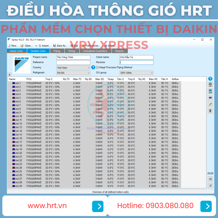 Phần mềm DAIKIN VRV XPRESS
