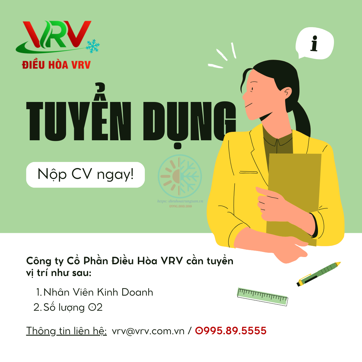 Điều Hòa VRV tuyển dụng Nhân Viên Kinh Doanh