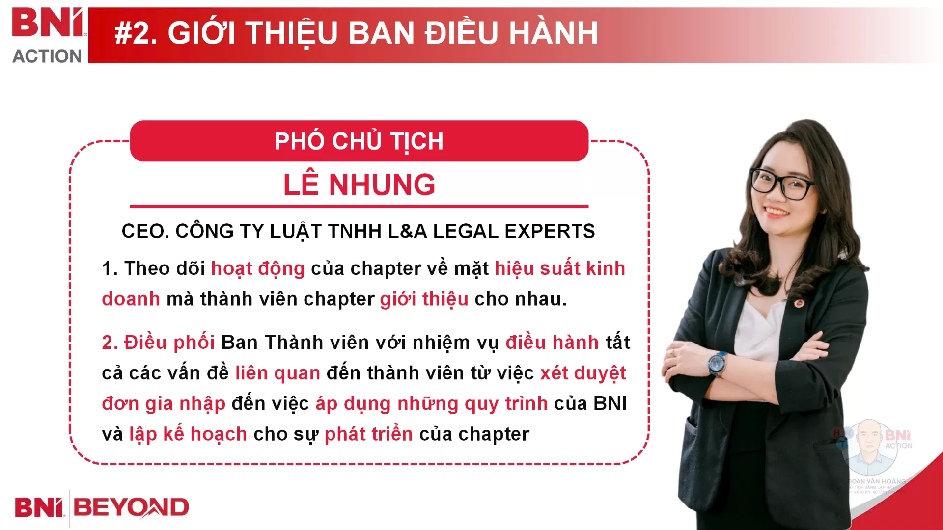 PHÓ CHỦ TỊCH – LÊ NHUNG