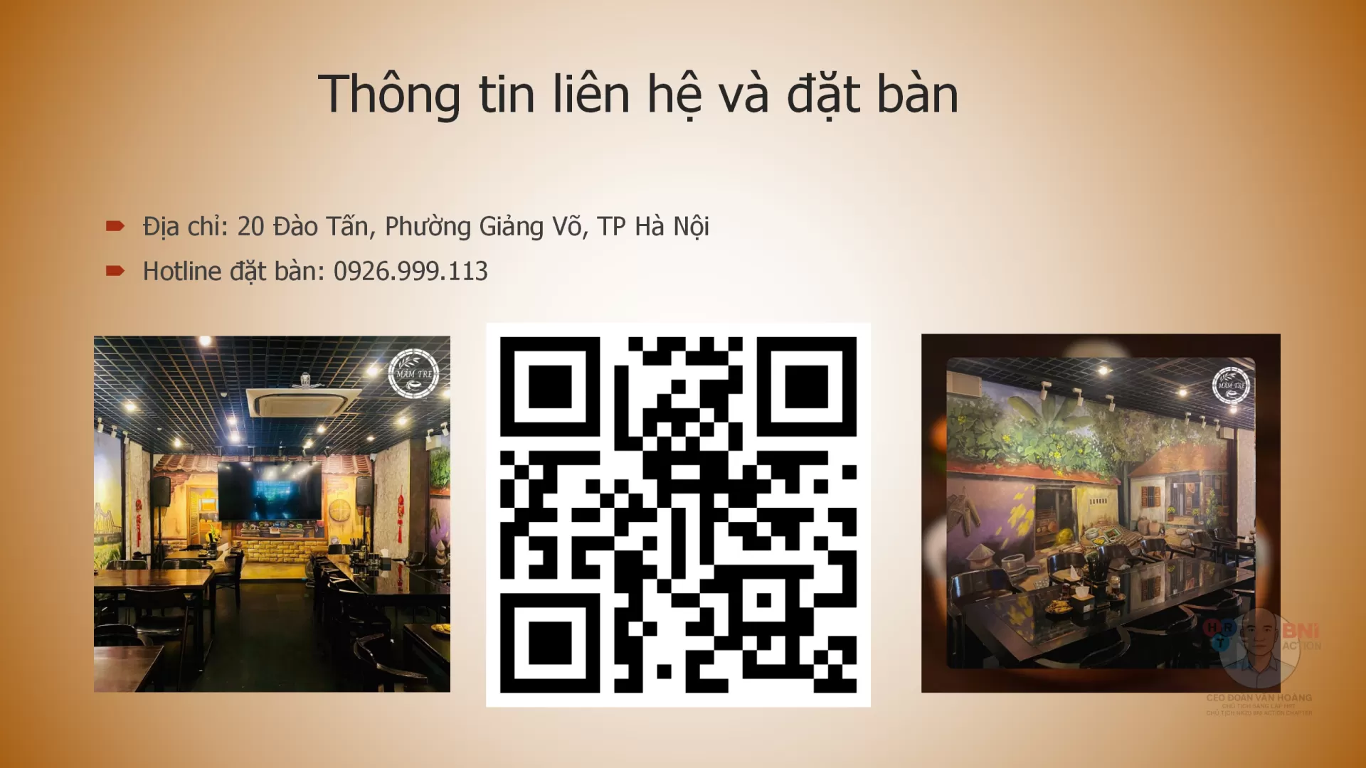 Thông tin liên hệ & đặt bàn