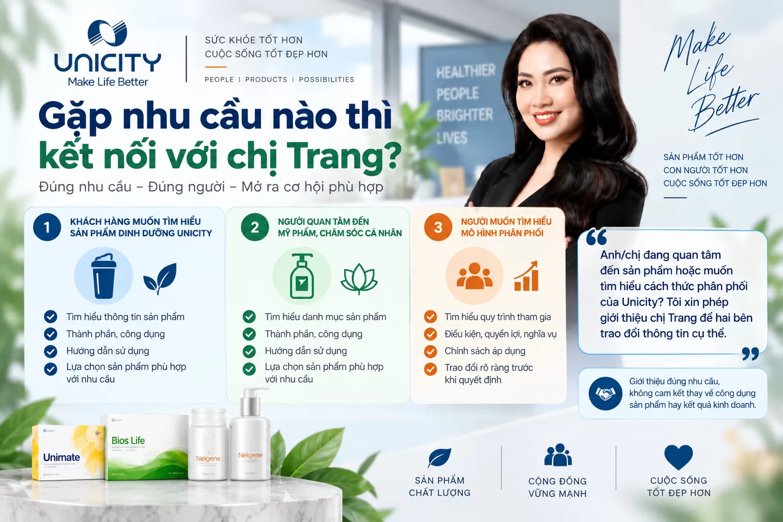 Gặp nhu cầu nào thì kết nối với chị Trang