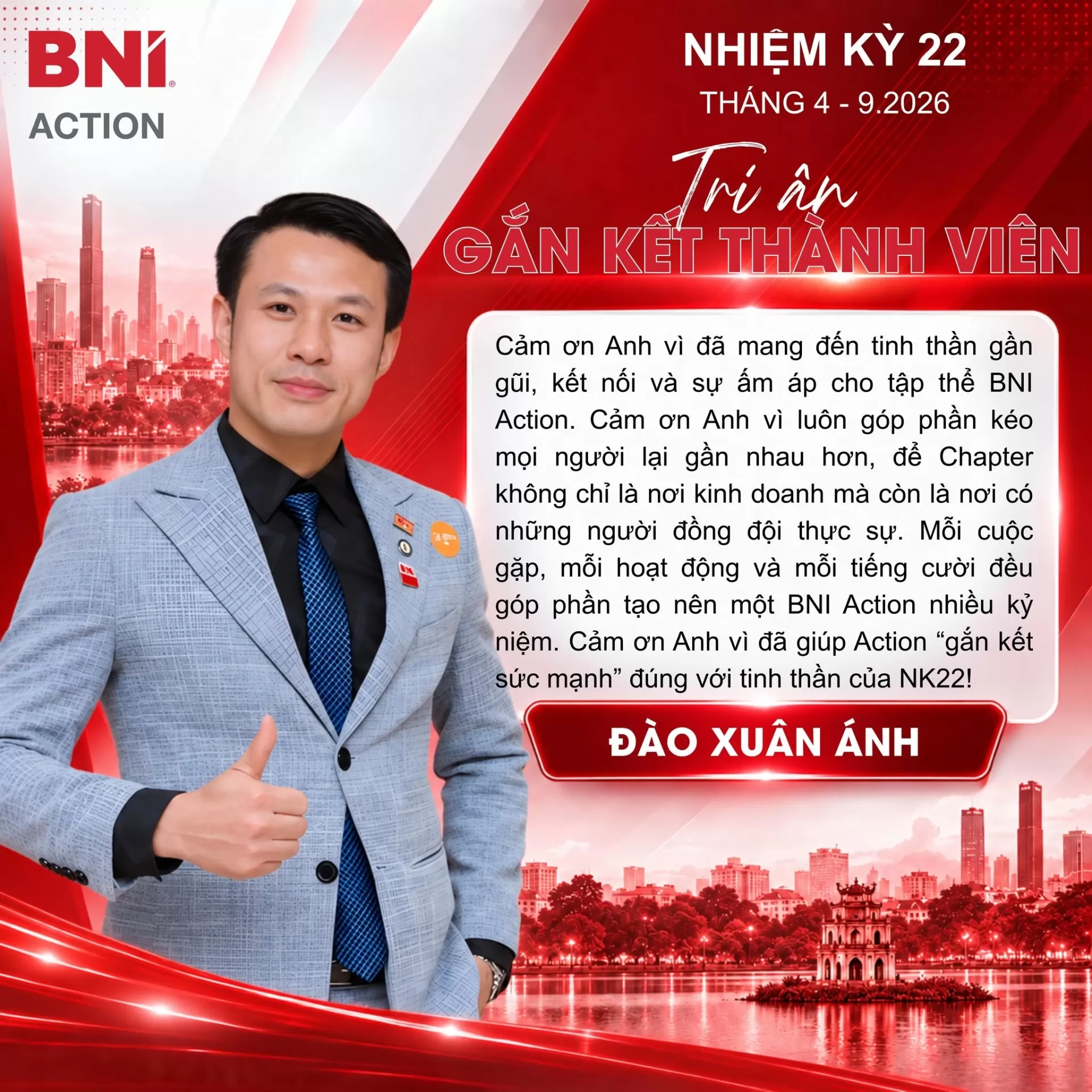 Tri ân Đào Xuân Ánh – Gắn kết thành viên BNI Action NK22