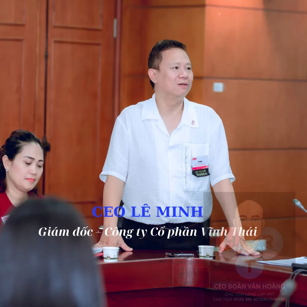 CEO Lê Minh – Giám đốc Vĩnh Thái, chuyên gia điện mặt trời, thành viên BNI Action Chapter 10 năm, kết nối kinh doanh thiết bị điện toàn quốc.