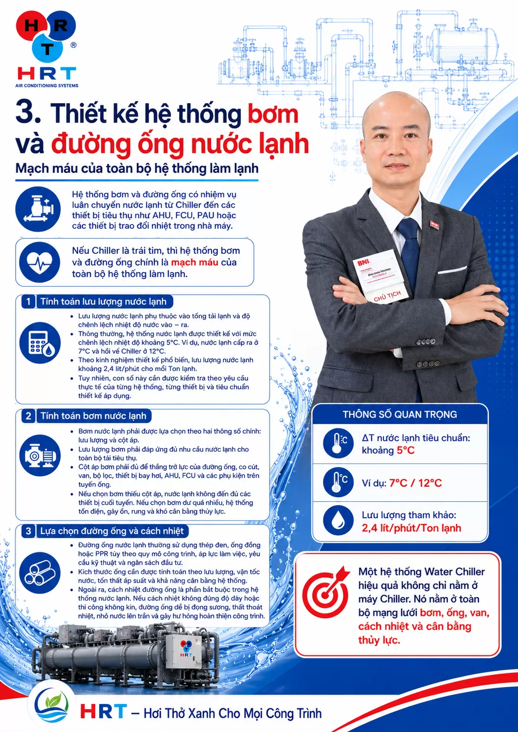 3. Thiết kế hệ thống bơm v&agrave; đường ống nước lạnh
