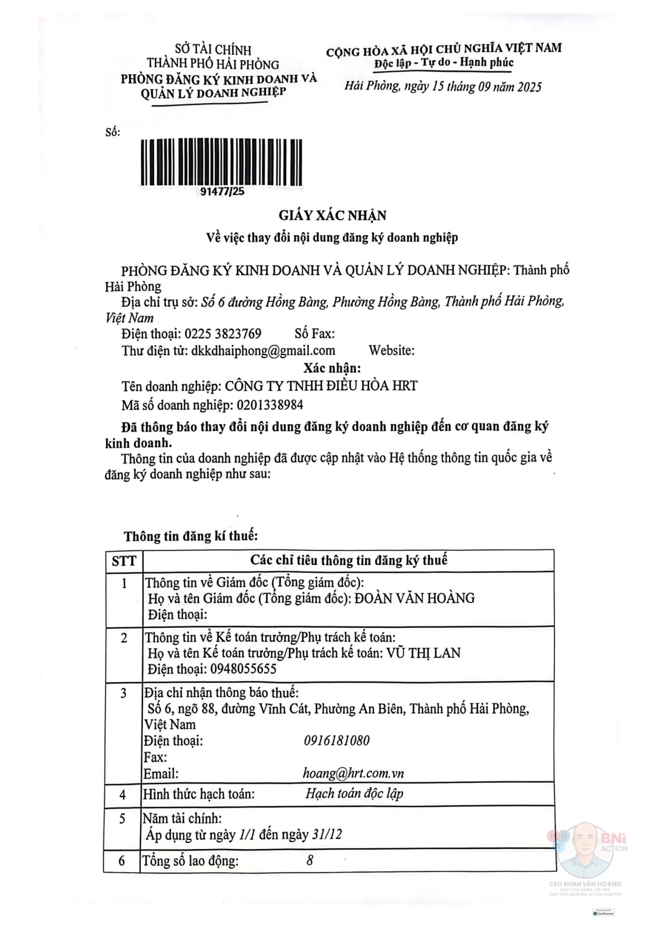 THÔNG TIN DOANH NGHIỆP CHÍNH THỨC TẠI HẢI PHÒNG