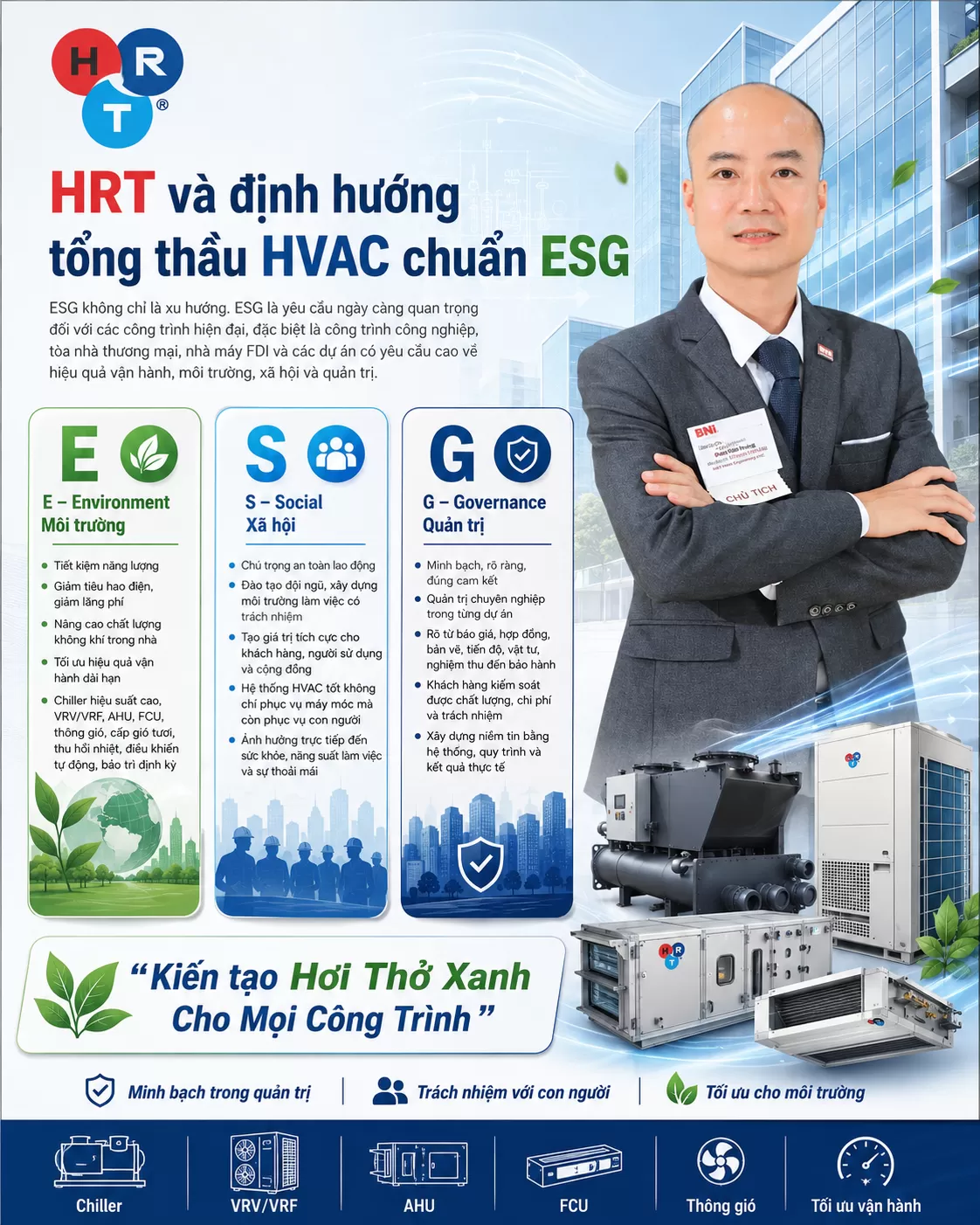 HRT và định hướng tổng thầu HVAC chuẩn ESG