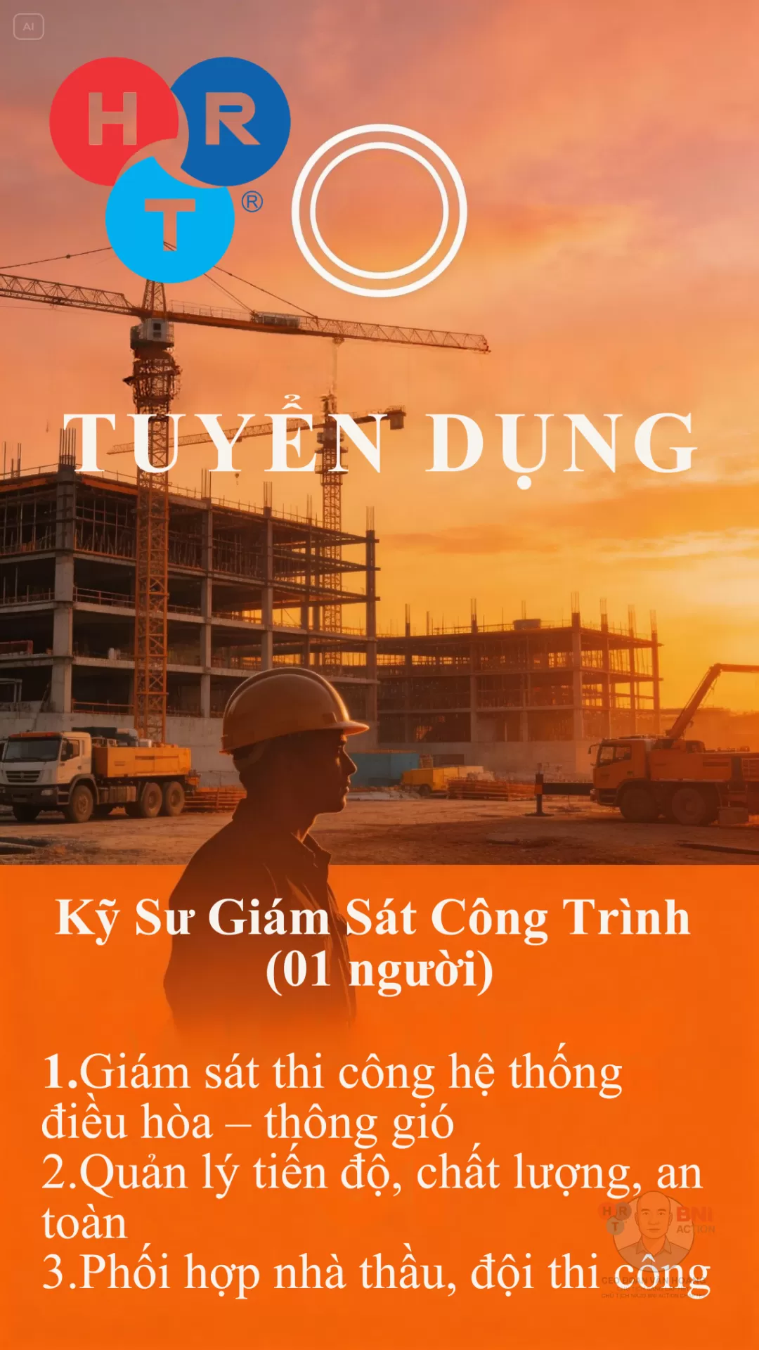 Kỹ Sư Gi&aacute;m S&aacute;t C&ocirc;ng Tr&igrave;nh (01 người)