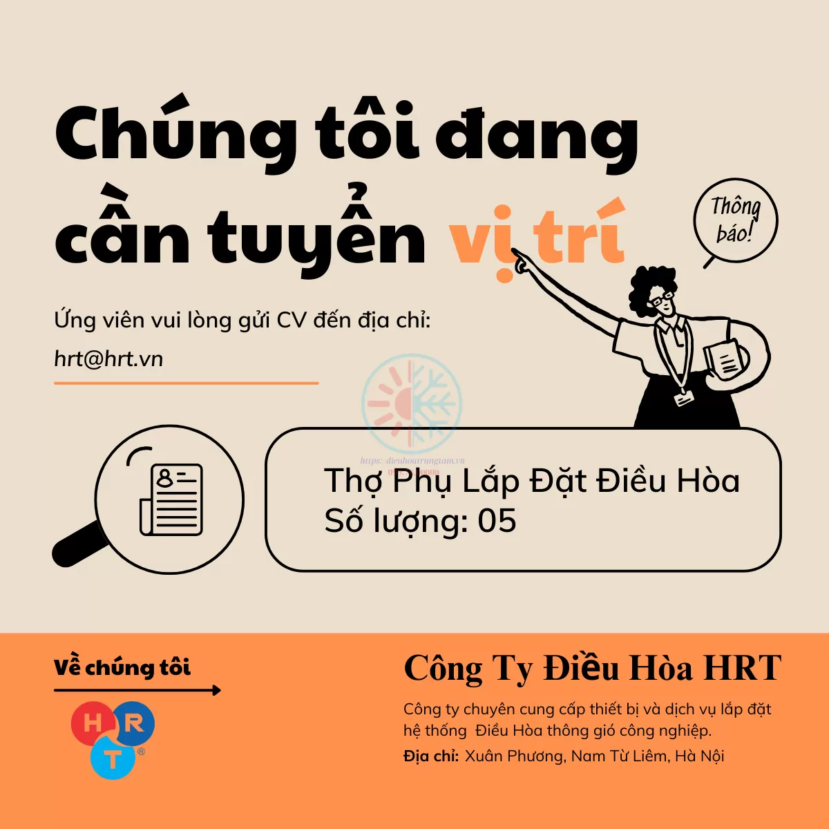 HRT Tuyển Dụng Kỹ Thuật Viên Lắp Đặt